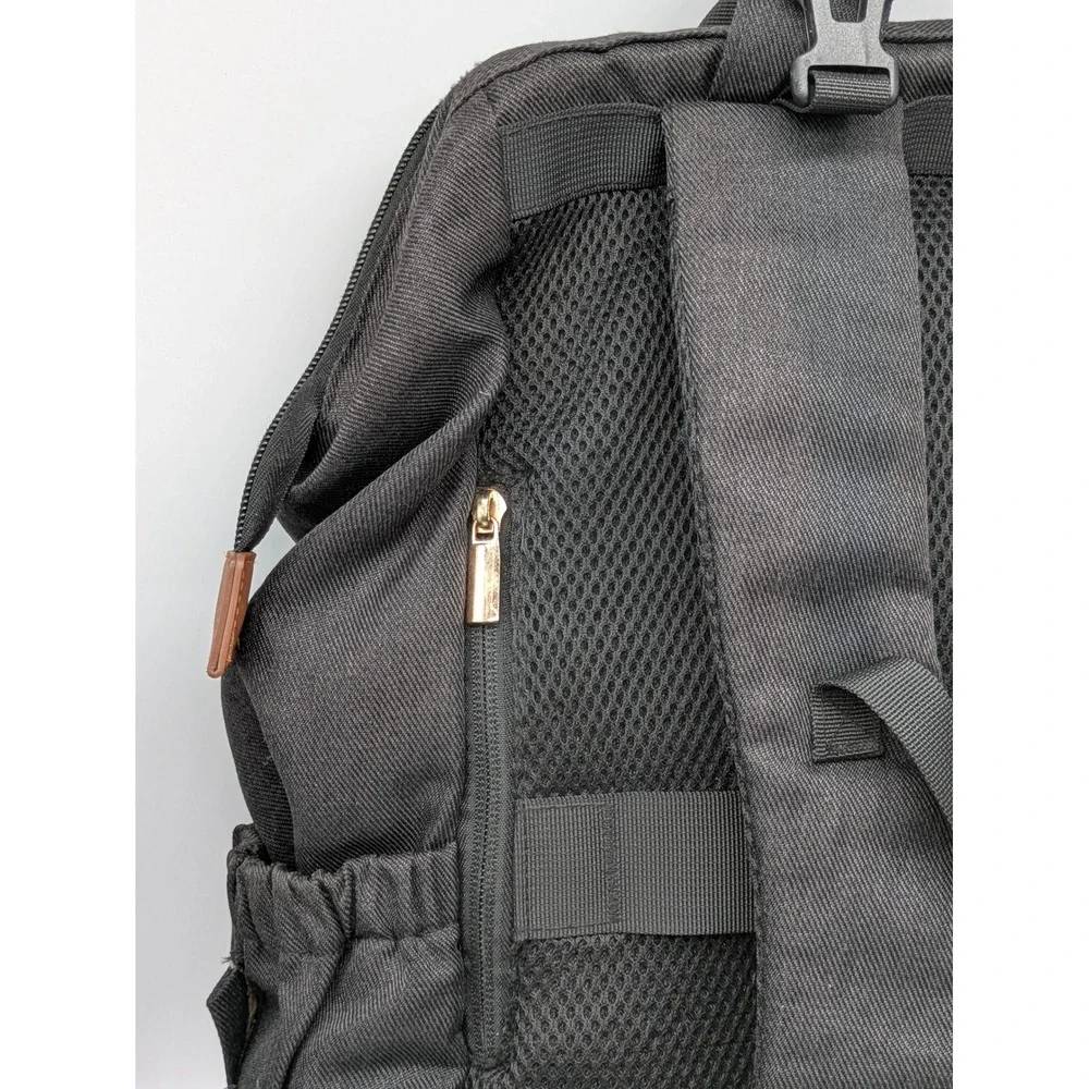 Mommore Diaper Bag Backpack Large Black Brown Baby Travel Foldable Tote